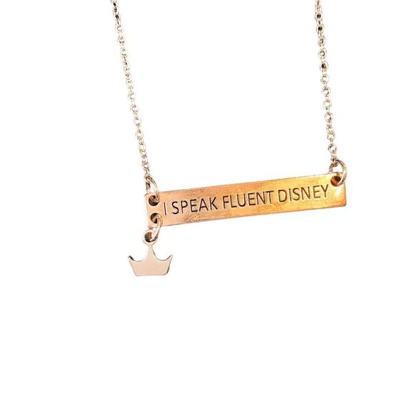 Destination Disney Her Universe Gold Chain Stamped Bar Charm Necklace - Picture 2 of 3